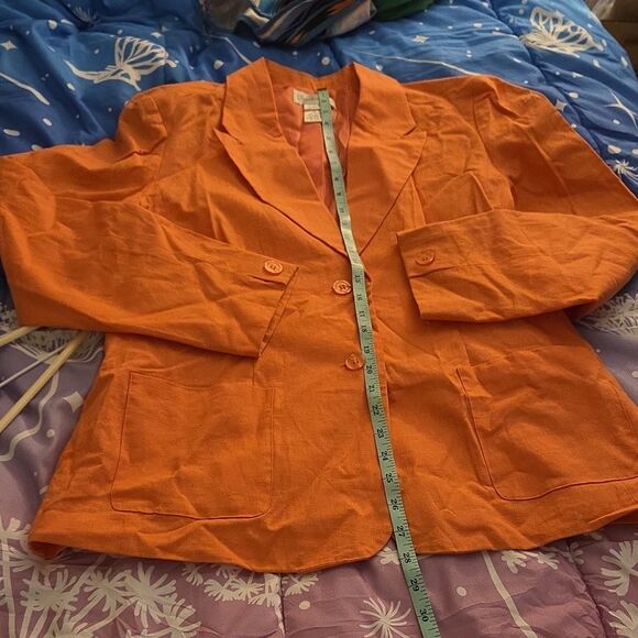 Jackets & Blazers - Chadwick's Blazer Women’s Size 12 Tailored Lined Vintage Coral Cotton Linen